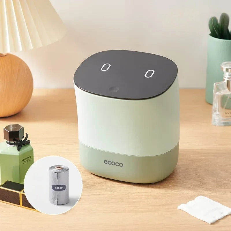 Versatile and functional mini bin with a push-to-open lid, ideal for bedside tables or office desks.