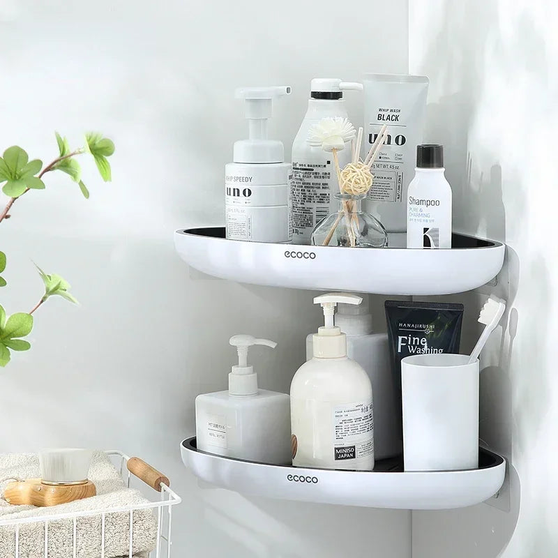 This corner shelf is designed to maximize shower space, allowing easy storage of bottles, soaps, and accessories. With its drainage holes, it prevents water pooling, keeping items dry and hygienic.