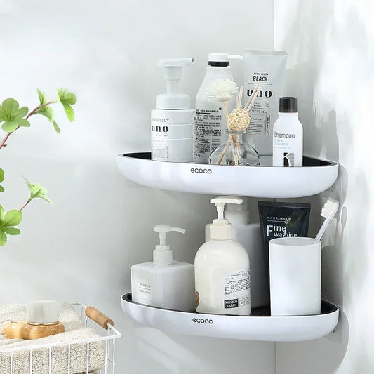 This corner shelf is designed to maximize shower space, allowing easy storage of bottles, soaps, and accessories. With its drainage holes, it prevents water pooling, keeping items dry and hygienic.