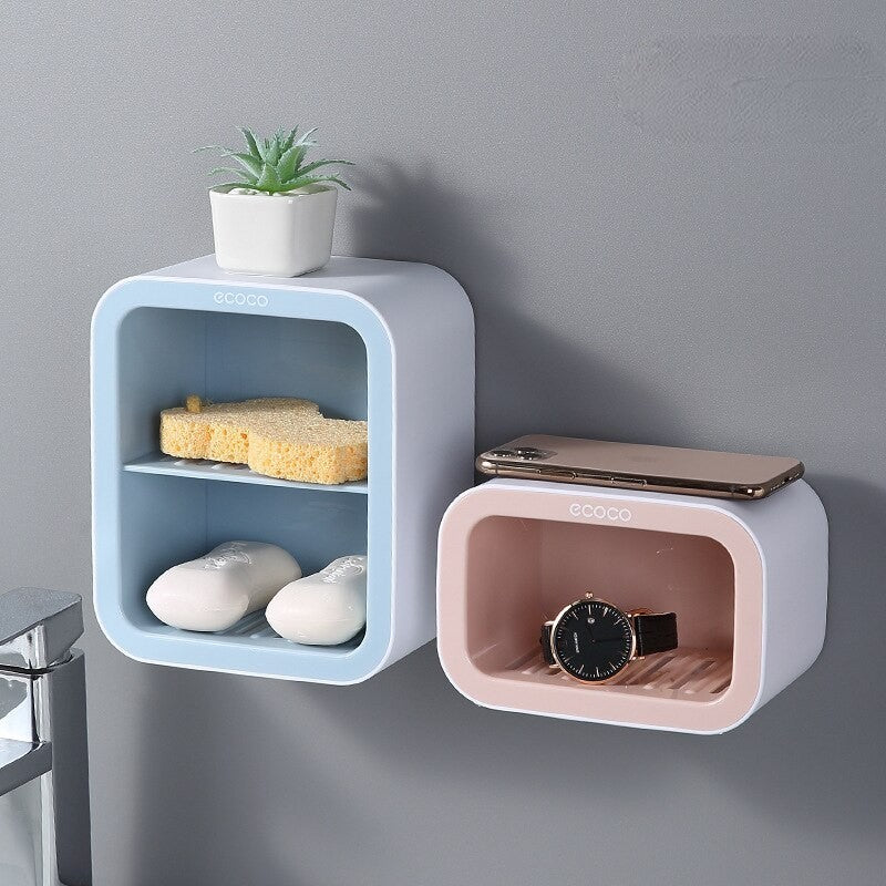 Elegant Ecoco soap box with dual compartments and a sleek design, enhancing bathroom storage and organization.

