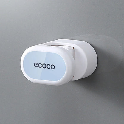 Versatile Ecoco wall-mounted mop clip available in black, gray, and blue, designed for secure and hygienic cleaning tool storage.

